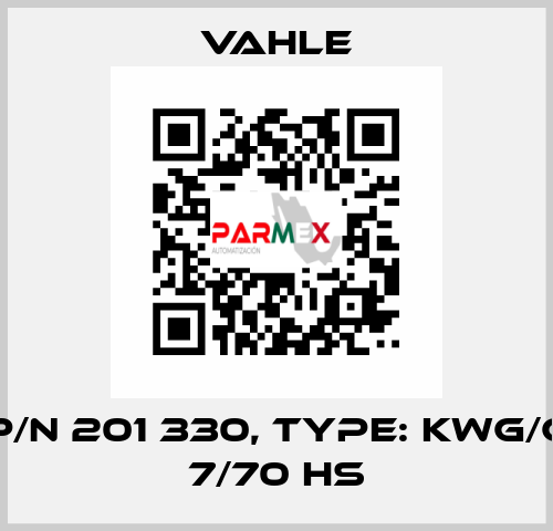 P/N 201 330, Type: KWG/G 7/70 HS Vahle