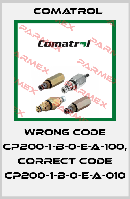 wrong code CP200-1-B-0-E-A-100, correct code CP200-1-B-0-E-A-010 Comatrol