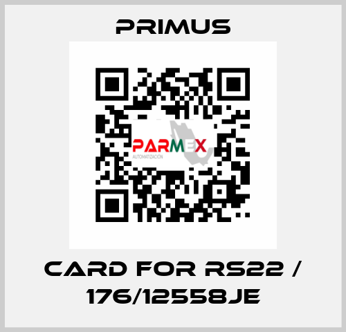 card for RS22 / 176/12558JE Primus