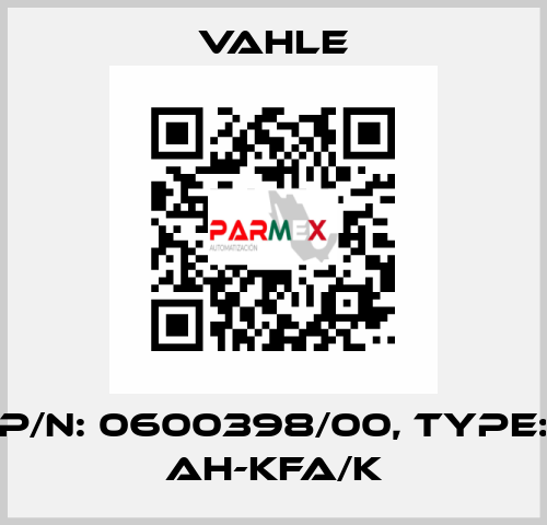 P/n: 0600398/00, Type: AH-KFA/K Vahle