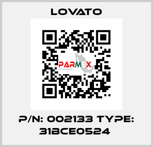 P/N: 002133 Type: 31BCE0524  Lovato