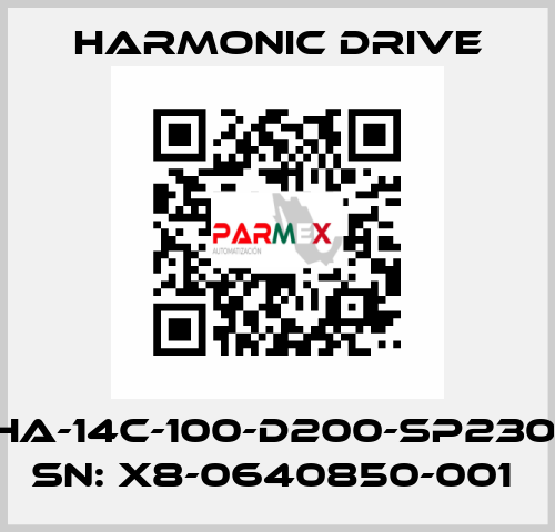 FHA-14C-100-D200-SP230V SN: X8-0640850-001  Harmonic Drive