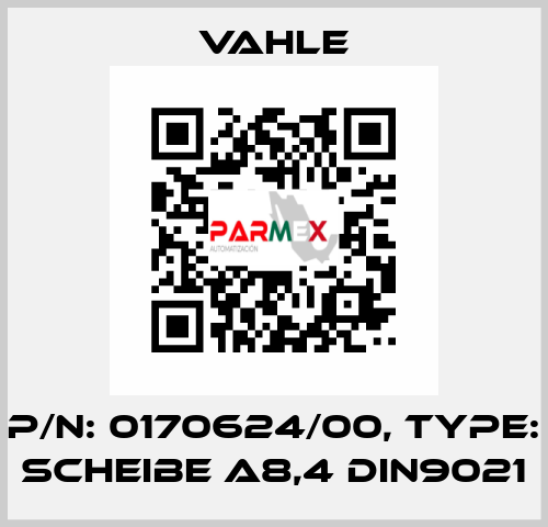 P/n: 0170624/00, Type: SCHEIBE A8,4 DIN9021 Vahle