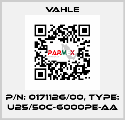 P/n: 0171126/00, Type: U25/50C-6000PE-AA Vahle