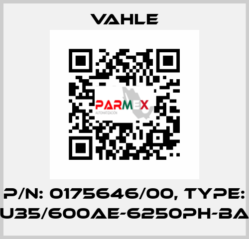 P/n: 0175646/00, Type: U35/600AE-6250PH-BA Vahle