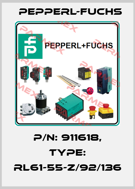 p/n: 911618, Type: RL61-55-Z/92/136 Pepperl-Fuchs