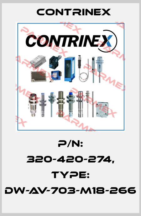 p/n: 320-420-274, Type: DW-AV-703-M18-266 Contrinex