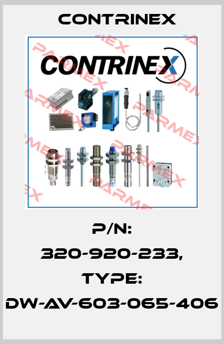 p/n: 320-920-233, Type: DW-AV-603-065-406 Contrinex
