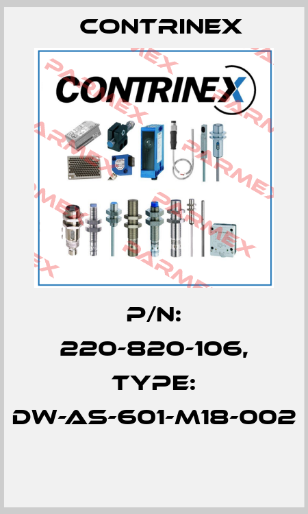 P/N: 220-820-106, Type: DW-AS-601-M18-002  Contrinex