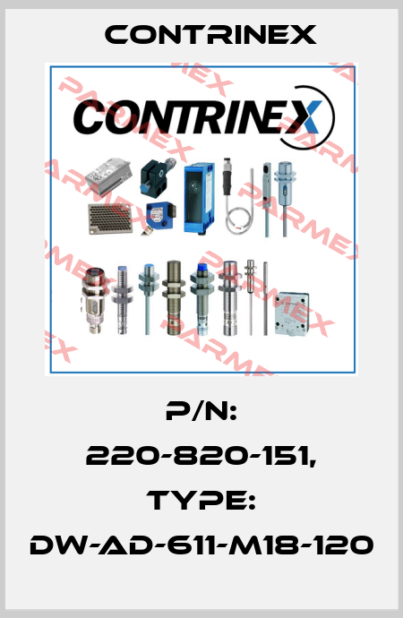 p/n: 220-820-151, Type: DW-AD-611-M18-120 Contrinex