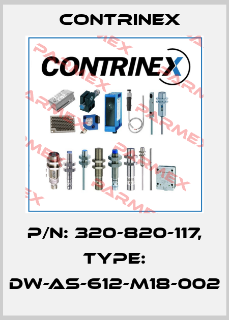 p/n: 320-820-117, Type: DW-AS-612-M18-002 Contrinex