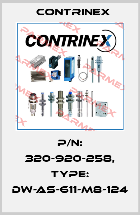 p/n: 320-920-258, Type: DW-AS-611-M8-124 Contrinex
