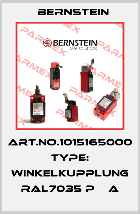 Art.No.1015165000 Type: WINKELKUPPLUNG  RAL7035 P    A Bernstein