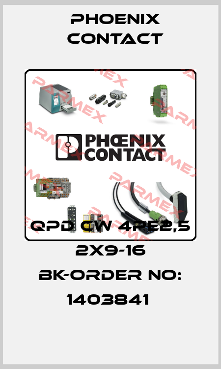 QPD CW 4PE2,5 2X9-16 BK-ORDER NO: 1403841  Phoenix Contact