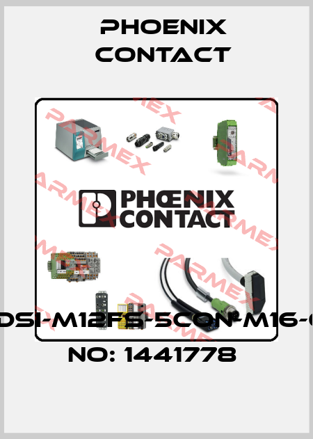 SACC-DSI-M12FS-5CON-M16-ORDER NO: 1441778  Phoenix Contact