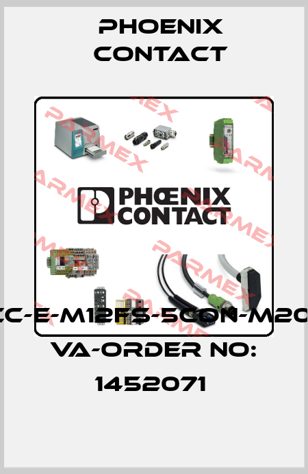 SACC-E-M12FS-5CON-M20/0,5 VA-ORDER NO: 1452071  Phoenix Contact