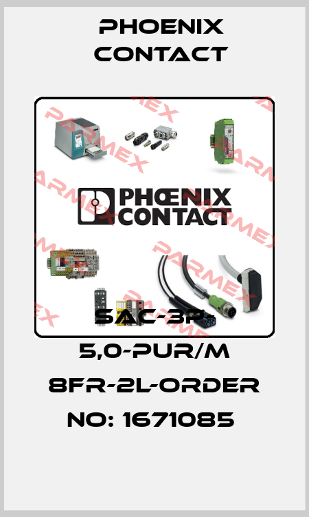 SAC-3P- 5,0-PUR/M 8FR-2L-ORDER NO: 1671085  Phoenix Contact