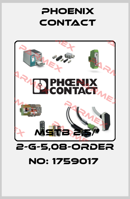 MSTB 2,5/ 2-G-5,08-ORDER NO: 1759017  Phoenix Contact