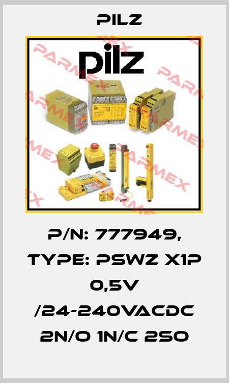 p/n: 777949, Type: PSWZ X1P 0,5V /24-240VACDC 2n/o 1n/c 2so Pilz