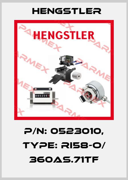 p/n: 0523010, Type: RI58-O/ 360AS.71TF Hengstler