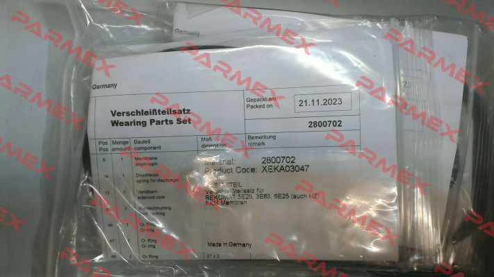 SET OF WEAR PARTS FOR BM6EPN25 Beko