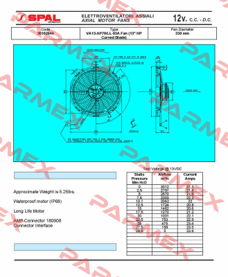 VA13-AP70/LL-63A D330 12V SPAL