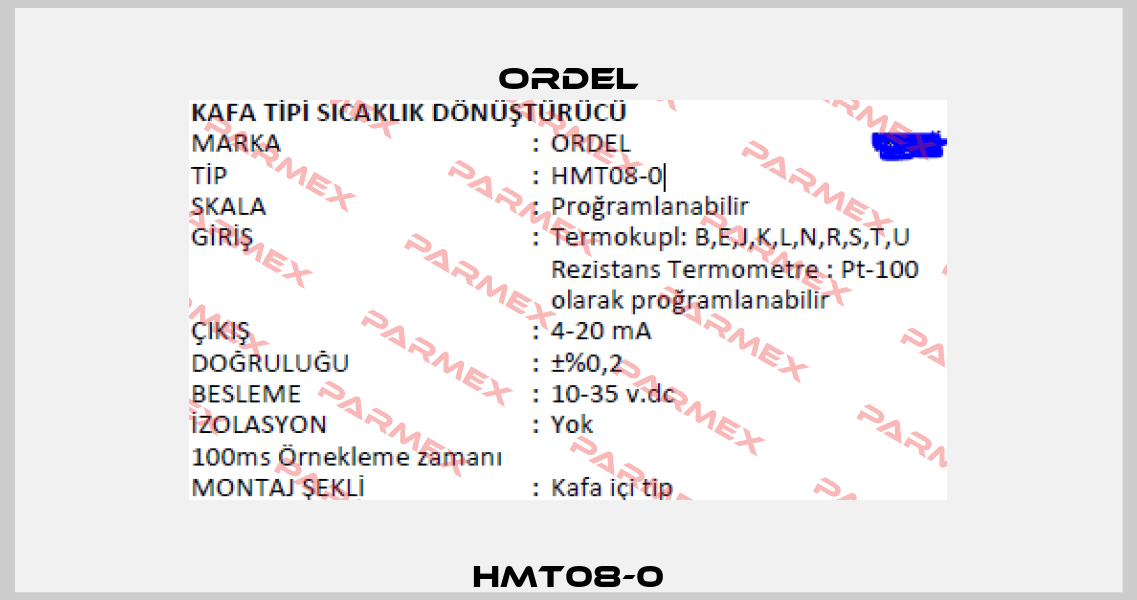 HMT08-0 Ordel