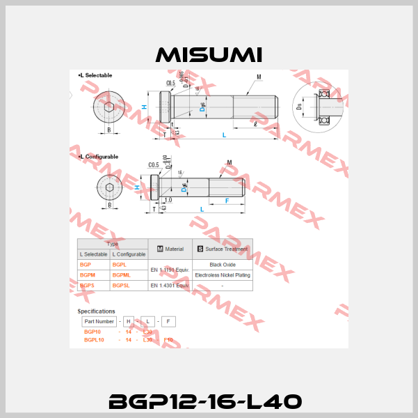 BGP12-16-L40  Misumi