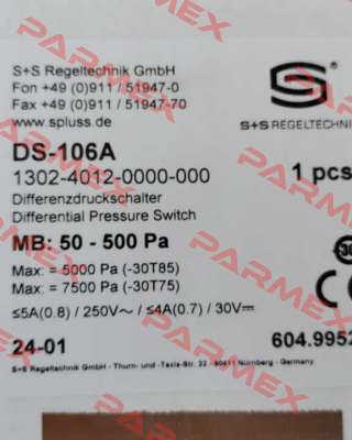 (1302-4012-0000-000) DS-106 A S+S REGELTECHNIK