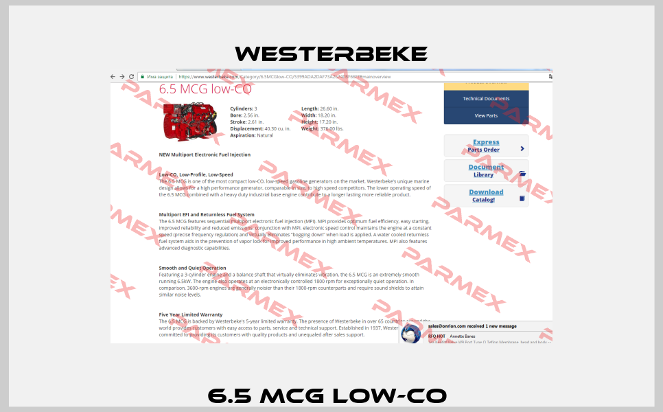 6.5 MCG low-CO  Westerbeke