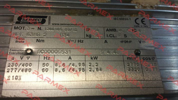 HPE63MB 2 B34  , Nr: 1366165  OEM Seimec (Rossi)