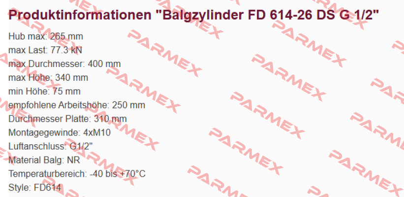 FD 614-26 DS G1/2 Contitech