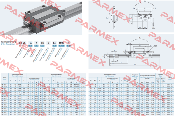 SBI30FLL-N-DD-K3 SBC Linear Rail System