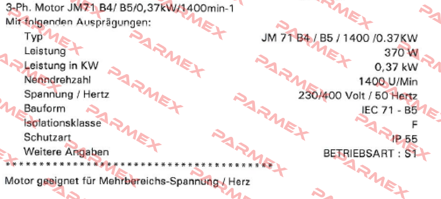 JM71B4 KW0,37 P4 B5 230/400-50 CLF IP55 SEIPEE