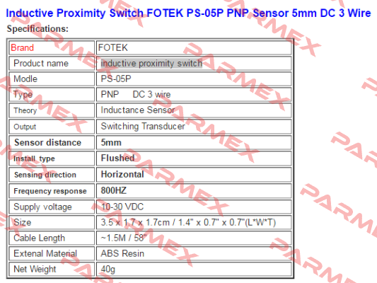 PS-05P Fotek