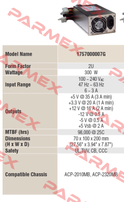 Model: 1757000007G obsolete, alternative 1001  Advantech