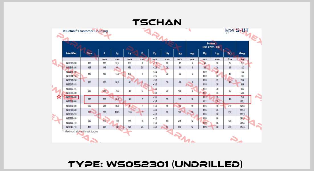 Type: WS052301 (undrilled)  Tschan