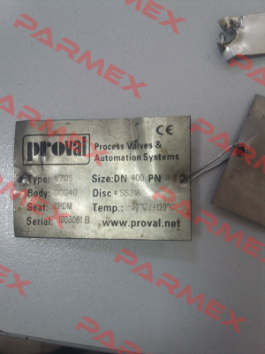 Type: V705  Serial:1303081 B DN400  Proval