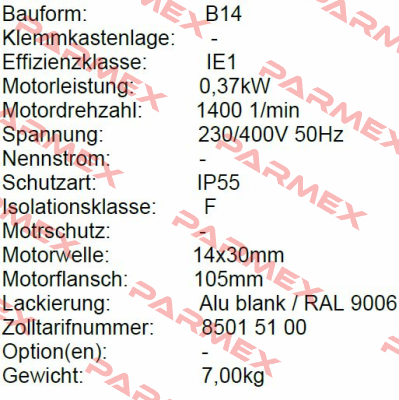 MS071B4STD B14-230/400 Elvem