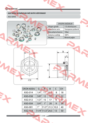  ASG-001, alternative is Level gauge eye 1"  Winman