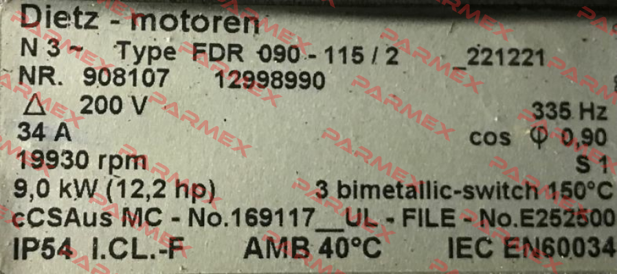 FDR 090-115/2 NR.623362 OEM for  Zünd Systemtechnik AG Dietz-Motoren