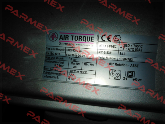 DR00300U AZ S/N: 13204793 Air Torque