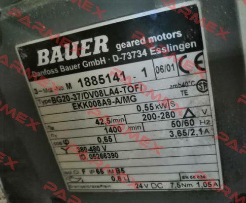 Type: BG20-37/DV08LA4-TOF/EKK008A9-A/MG Bauer