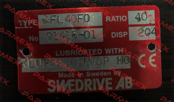 Type: FL 40 FO - 0 - 0 - 204 - R Swedrive