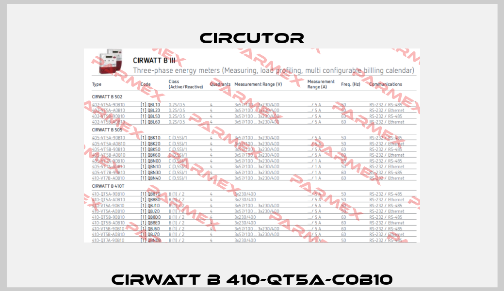 CIRWATT B 410-QT5A-C0B10 Circutor