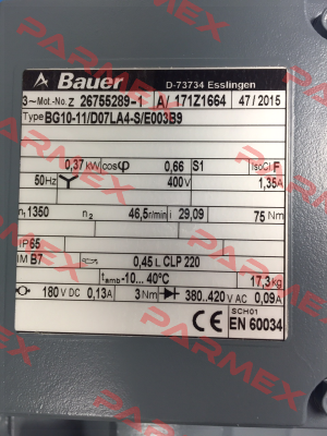 Gear for BG10-11/D07LA4-S/E003B9,Z26755289-1 Bauer