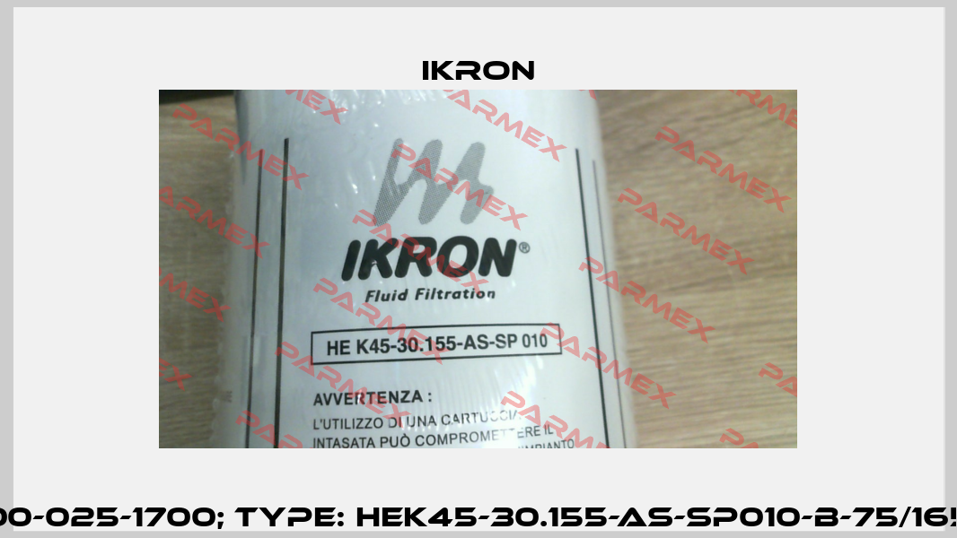 p/n: 300-025-1700; Type: HEK45-30.155-AS-SP010-B-75/165l/min. Ikron