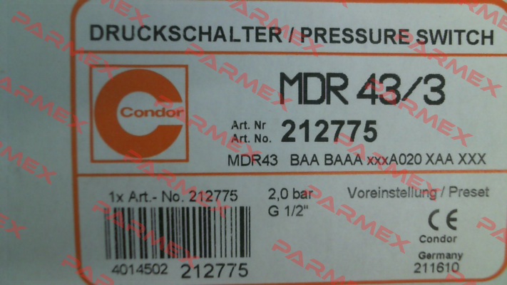 P/N: 212775, Type: MDR 43/3 Condor