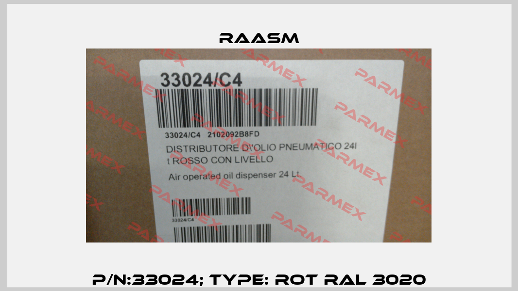 P/N:33024; Type: Rot RAL 3020 Raasm