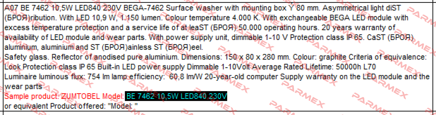  BE 7462 10,5W LED840 230V  Zumtobel